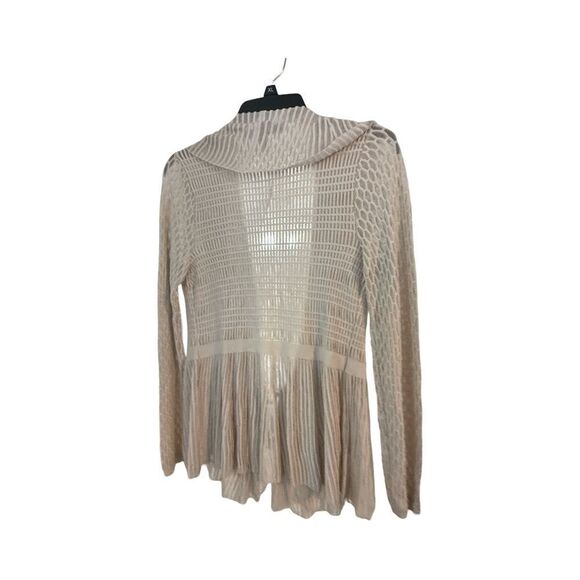 Long Sleeve Pointelle Peplum Sweater Cardigan - Picture 2 of 9